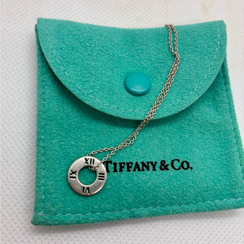 Tiffany & Co. Silver Roman Numeral Pierced Pendant Necklace - 16in chain
